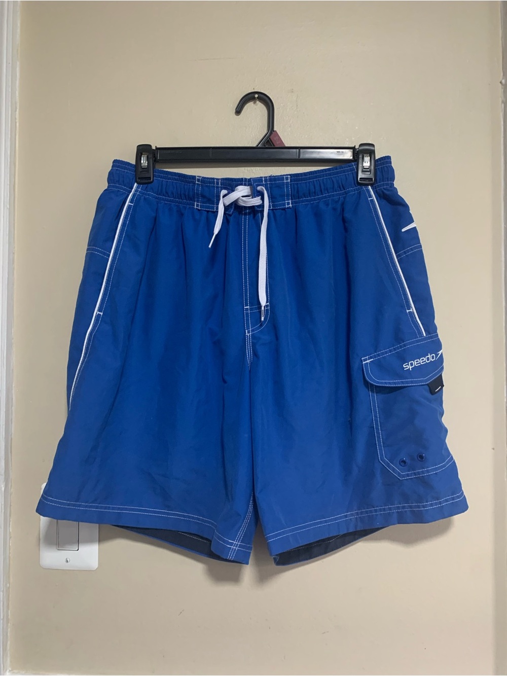 Speedo Mens blue Swim Trucks Beach Pool Drawstring Size Large Mash lining